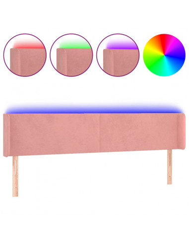 Testiera a LED Rosa 163x16x78/88 cm in Velluto