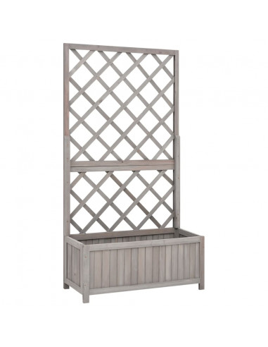 Fioriera con Traliccio Grigia 70x30x135 cm in Massello di Abete