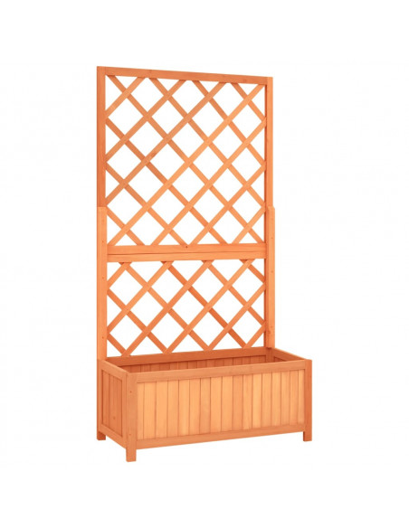 Fioriera con Traliccio Marrone 70x30x135cm in Massello di Abete