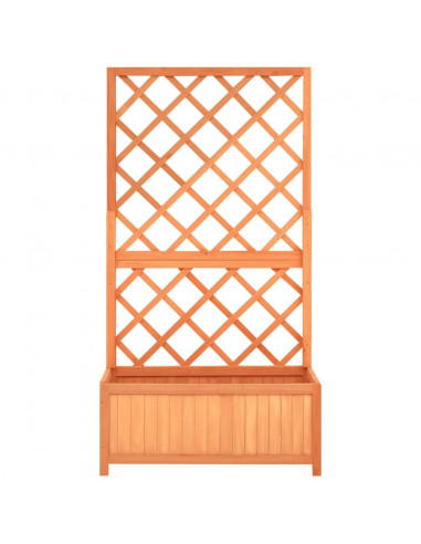 Fioriera con Traliccio Marrone 70x30x135cm in Massello di Abete