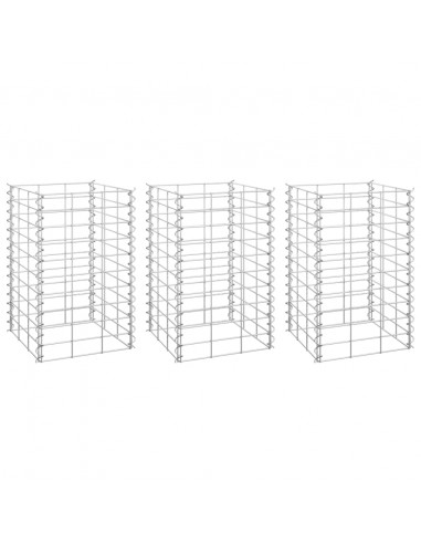 Fioriere Rialzate a Gabbione 3 pz 30x30x50 cm in Ferro