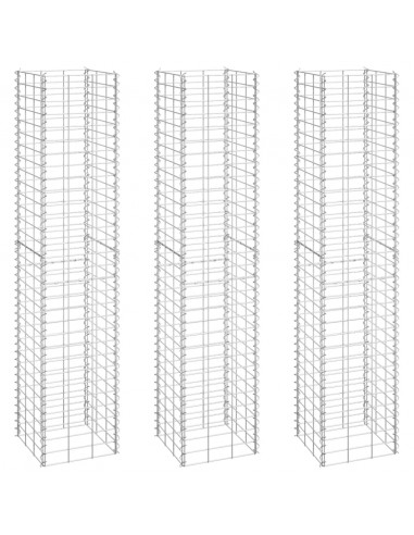 Fioriere Rialzate a Gabbione 3 pz 30x30x150 cm in Ferro
