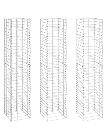 Fioriere Rialzate a Gabbione 3 pz 30x30x150 cm in Ferro