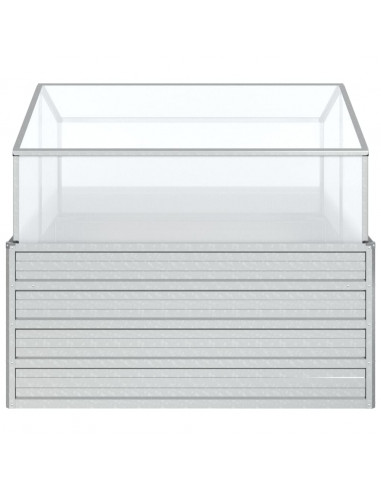 Letto Rialzato da Giardino con Serra 100x100x85 cm Argento