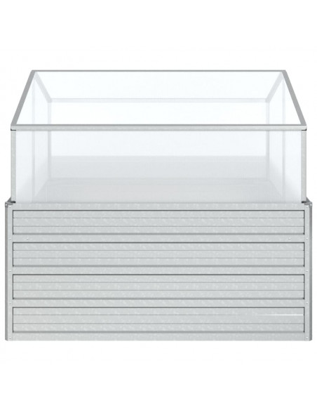 Letto Rialzato da Giardino con Serra 100x100x85 cm Argento