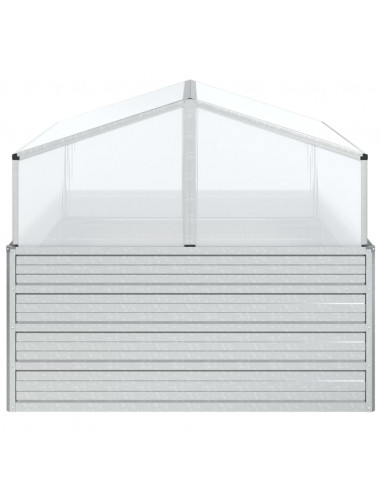 Letto Rialzato da Giardino con Serra 100x100x85 cm Argento