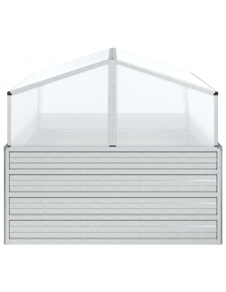Letto Rialzato da Giardino con Serra 100x100x85 cm Argento