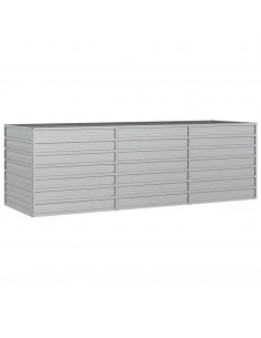 Letto Rialzato Giardino 240x80x77 cm in Acciaio Zincato Argento 2