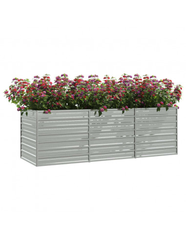 Letto Rialzato Giardino 240x80x77 cm in Acciaio Zincato Argento