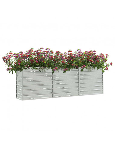 Letto Rialzato Giardino 240x40x77 cm in Acciaio Zincato Argento