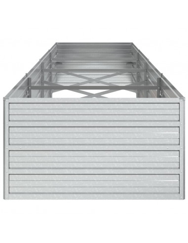 Letto Rialzato Giardino 320x80x45 cm in Acciaio Zincato Argento