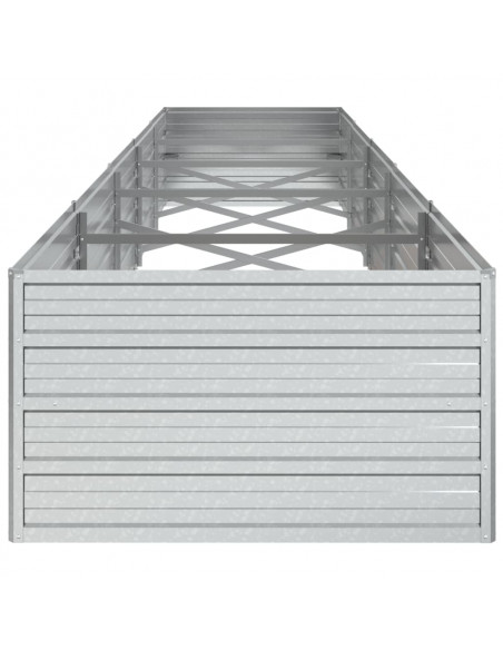 Letto Rialzato Giardino 400x80x45 cm in Acciaio Zincato Argento