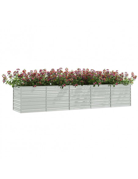 Letto Rialzato Giardino 400x80x77 cm in Acciaio Zincato Argento