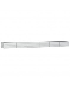 Letto Rialzato Giardino 600x80x45 cm in Acciaio Zincato Argento 2