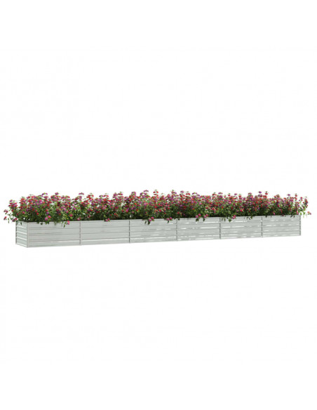 Letto Rialzato Giardino 600x80x45 cm in Acciaio Zincato Argento