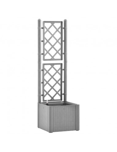 Letto Rialzato da Giardino con Graticcio e Irrigazione Grigio