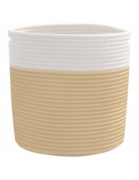 Cestini Portaoggetti 2pz Beige e Bianco Ø28x28 cm in Cotone