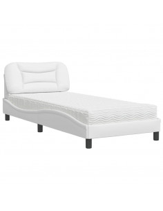 Letto con Materasso Bianco 90x200 cm in Similpelle 2