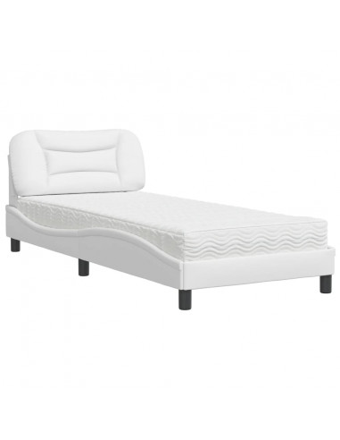Letto con Materasso Bianco 90x200 cm in Similpelle