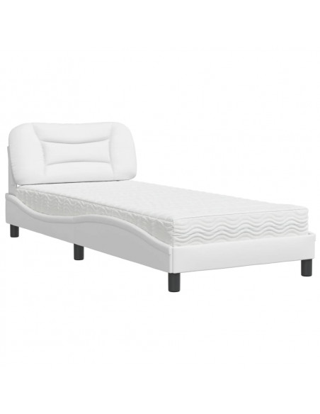 Letto con Materasso Bianco 90x200 cm in Similpelle