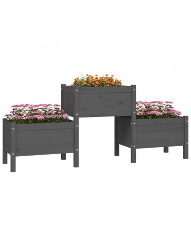 Fioriera Grigia 178,5x44x75 cm in Legno Massello di Pino