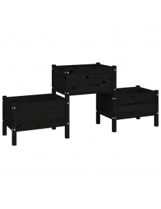 Fioriera Nera 178,5x44x75 cm in Legno Massello di Pino 2