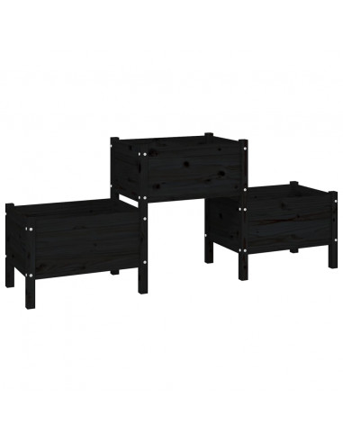 Fioriera Nera 178,5x44x75 cm in Legno Massello di Pino