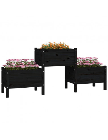 Fioriera Nera 178,5x44x75 cm in Legno Massello di Pino