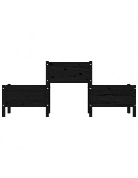 Fioriera Nera 178,5x44x75 cm in Legno Massello di Pino