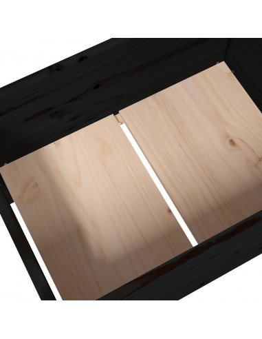 Fioriera Nera 178,5x44x75 cm in Legno Massello di Pino