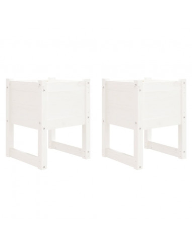 Fioriere 2 pz Bianche 40x40x52,5 cm in Legno Massello di Pino
