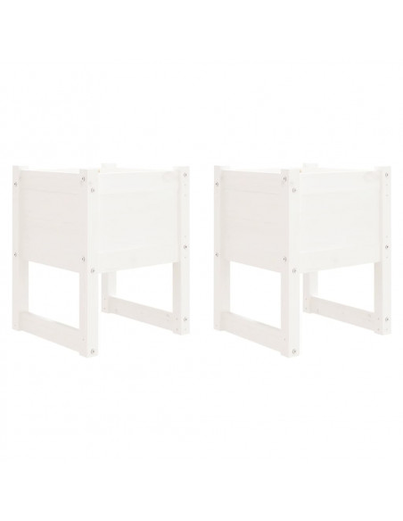 Fioriere 2 pz Bianche 40x40x52,5 cm in Legno Massello di Pino