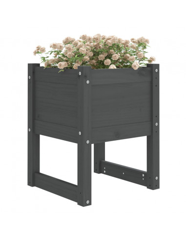 Fioriere 2 pz Grigio 40x40x52,5 cm in Legno Massello di Pino