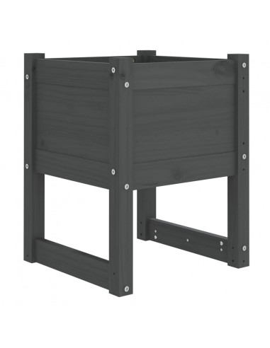 Fioriere 2 pz Grigio 40x40x52,5 cm in Legno Massello di Pino
