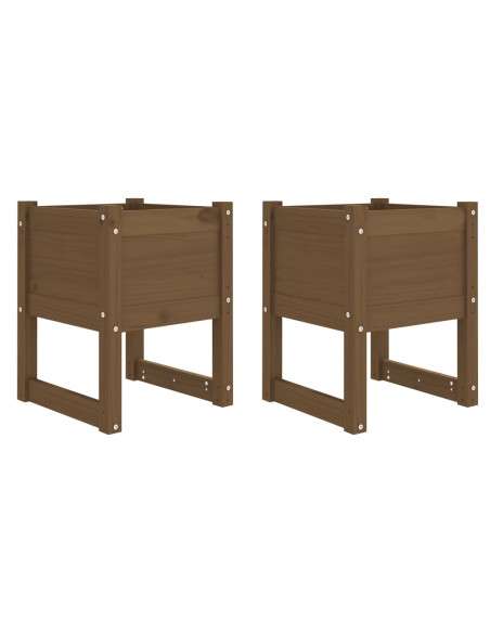 Fioriere 2 pz Miele 40x40x52,5 cm in Legno Massello di Pino