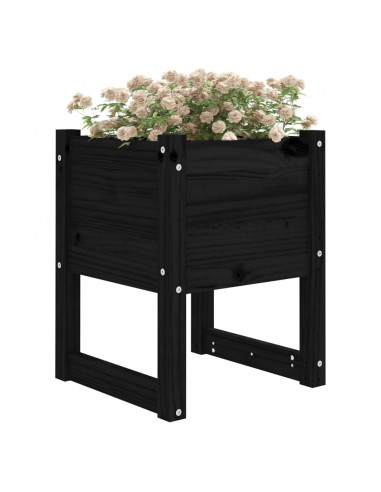 Fioriere 2 pz Nero 40x40x52,5 cm in Legno Massello di Pino