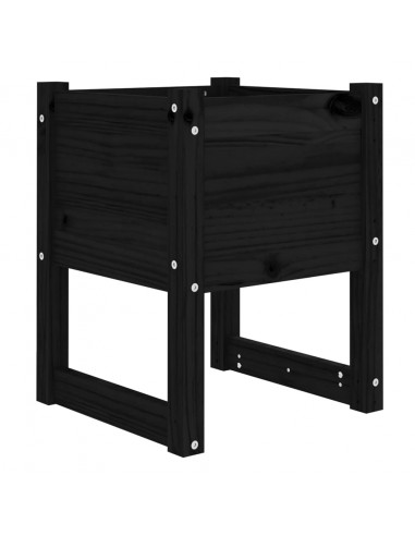 Fioriere 2 pz Nero 40x40x52,5 cm in Legno Massello di Pino