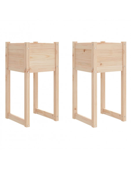 Fioriere 2 pz Bianche 40x40x81 cm in Legno Massello di Pino