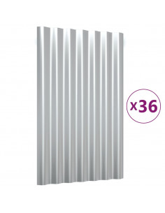 Pannelli Tetto 36pz Acciaio Verniciato Polvere Argento 60x36 cm 2