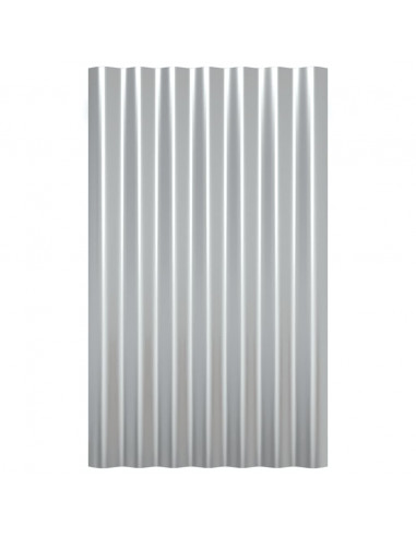 Pannelli Tetto 36pz Acciaio Verniciato Polvere Argento 60x36 cm