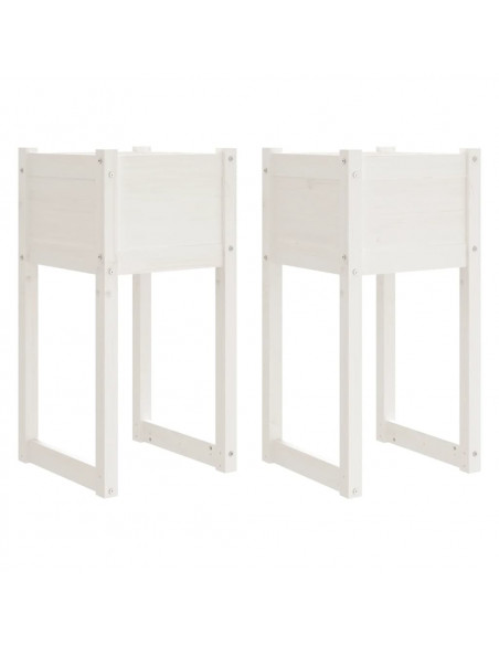 Fioriere 2 pz Bianche 40x40x81 cm in Legno Massello di Pino