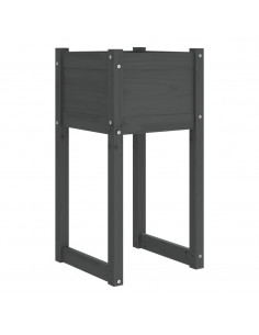 Fioriera Grigio 40x40x81 cm in Legno Massello di Pino 2