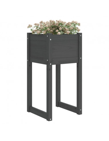 Fioriera Grigio 40x40x81 cm in Legno Massello di Pino