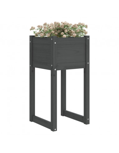 Fioriere 2 pz Grigio 40x40x81 cm in Legno Massello di Pino