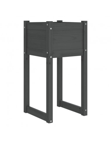 Fioriere 2 pz Grigio 40x40x81 cm in Legno Massello di Pino