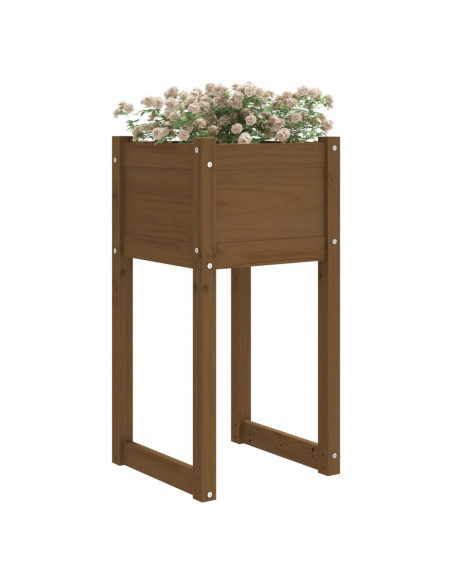 Fioriera Miele 40x40x81 cm in Legno Massello di Pino