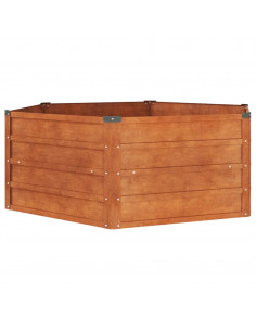 Letto Rialzato da Giardino Ruggine 129x129x45 cm Acciaio Corten 2