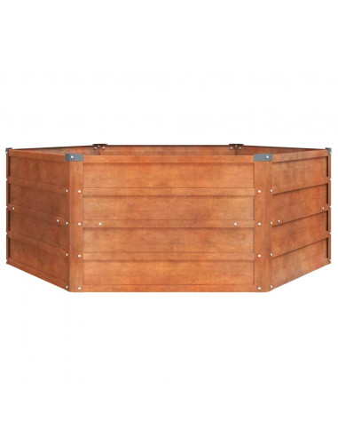 Letto Rialzato da Giardino Ruggine 129x129x45 cm Acciaio Corten