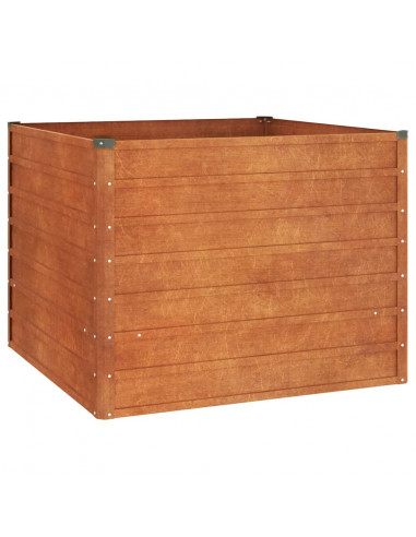 Letto Rialzato da Giardino Ruggine 100x100x77 cm Acciaio Corten
