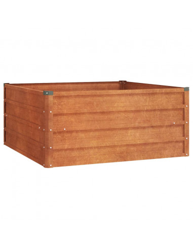 Letto Rialzato da Giardino Ruggine 100x100x45 cm Acciaio Corten